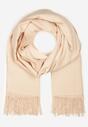 Jasnobeżowy Szalik Wykończony Frędzlami z Tkaniny Valleria