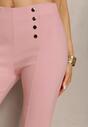 Różowe Spodnie Skinny z Ozdobnymi Napami Eclaria