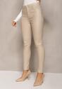 Bej Pantaloni Conici Push Up Imitatie Piele Lindrela