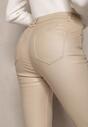 Bej Pantaloni Conici Push Up Imitatie Piele Lindrela