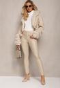 Bej Pantaloni Conici Push Up Imitatie Piele Lindrela