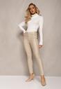 Bej Pantaloni Conici Push Up Imitatie Piele Lindrela
