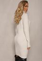 Rochie mini bej deschis din material tip pulover cu guler înalt Zephlla