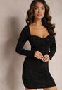 Czarna Sukienka Mini z Bawełny w Cyrkonie Podkreślająca Biust Cybelline
