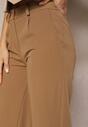 Jasnobrązowe Szerokie Spodnie High Waist z Gumką w Pasie Eternel