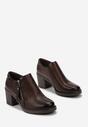 Ciemnobrązowe Półbuty na Obcasie z Krótkim Suwakiem Proctana