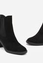 Czarne Botki na Obcasie z Imitacji Zamszu ze Wstawką z Elastycznego Materiału Marissane