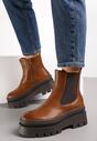 Botine maro pe talpă groasă cu protectie Gabufa