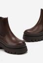 Botine maro pe platformă groasă cu striații Gabufa