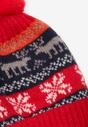 Căciulă Beanie cu Motiv Festiv și Pompon din Blană Iralinne