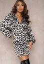 Rochie Gri Mini Cu Peplum Cu Imprimeu Animal Print Amiffesa