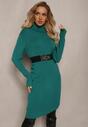Rochie tricotată verde închis cu guler înalt Tadi