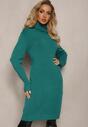 Rochie tricotată verde închis cu guler înalt Tadi