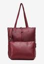Bordowa Torebka Shopper z Imitacji Skóry z Przeszyciami i Długimi Rączkami Silvira