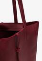 Bordowa Torebka Shopper z Imitacji Skóry z Przeszyciami i Długimi Rączkami Silvira