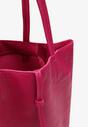 Różowa Torebka Shopper z Imitacji Skóry z Przeszyciami i Długimi Rączkami Silvira