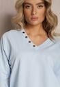 Jasnoniebieska Bawełniana Bluza z Napami przy Dekolcie Nichelle