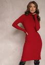 Rochie Midi Conică Bordeaux cu Lână și Guler Înalt Loriste