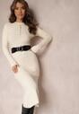 Rochie-pulover crem cloș midi cu lână Warista