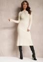 Rochie-pulover crem cloș midi cu lână Warista