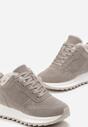 Sneakers Gri Cǎptușiți cu Talpă Plată Închidere cu Șiret și Cusături Duwena