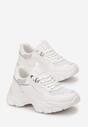 Białe Sneakersy przed Kostkę na Grubej Podeszwie z Metalicznymi Wstawkami Sepella