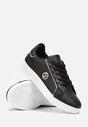 Sneakerși negri din imitație de piele cu petic și cusături decorative Variantia