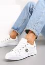 Sneakers Albi-Argintii din Imitatie de Piele cu Aplicatie si Cusaturi Decorative Variantia