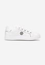 Sneakers Albi-Argintii din Imitatie de Piele cu Aplicatie si Cusaturi Decorative Variantia
