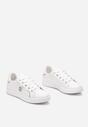 Sneakers Albi-Argintii din Imitatie de Piele cu Aplicatie si Cusaturi Decorative Variantia