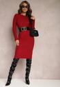 Rochie tip pulover midi bordo mulată cu șliț Elende