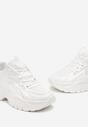 Białe Sznurowane Sneakersy na Podeszwie z Wycięciami i Cholewką Przed Kostkę Luminea