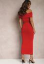 Czerwona Sukienka Maxi Hiszpanka z Kokardą na Dekolcie Pansia