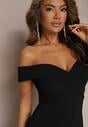Rochie maxi neagră cu talie și tăietură Perlina