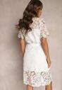 Biała Koronkowa Sukienka Koszulowa Midi z Paskiem Azariela