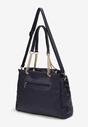 Geantă bleumarin matlasată cu mâner decorativ și curea reglabilă Xerffa