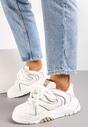 Biało-Beżowe Sneakersy na Platformie z Grubymi Sznurówkami Imyria