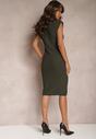 Rochie verde închis din tricot texturat fără mâneci Diffey