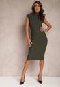 Rochie verde închis din tricot texturat fără mâneci Diffey