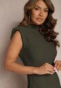 Rochie verde închis din tricot texturat fără mâneci Diffey