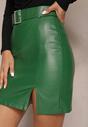 Zielona Dopasowana Spódnica Mini z Ekoskóry Lixie