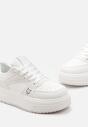 Białe Sneakersy przed Kostkę na Platformie Alsoma