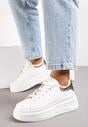 Sneakerși Albi-Aurii pe Talpă Groasă Celessi
