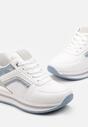 Biało-Niebieskie Sneakersy z Ekoskóry z Brokatowymi Wstawkami i Sznurowaniem Jelise