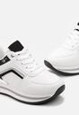 Biało-Czarne Sneakersy z Ekoskóry z Brokatowymi Wstawkami i Sznurowaniem Jelise