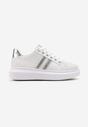Sneakers Albi-Argintii cu Șiret din Imitatie de Piele cu Barete cu Zirconiu Isolinna