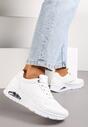 Białe Sneakersy z Imitacji Skóry na Podeszwie Air ze Sznurowaniem Nirele
