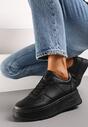 Czarne Sneakersy przed Kostkę na Grubej Podeszwie Ameerana