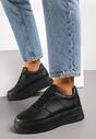 Czarne Sneakersy przed Kostkę na Grubej Podeszwie Ameerana