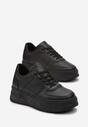 Czarne Sneakersy przed Kostkę na Grubej Podeszwie Ameerana